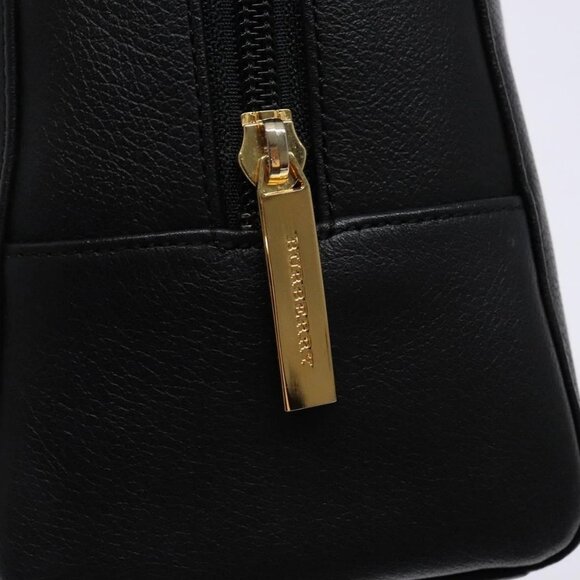 BURBERRY Hand Bag Leather Black Gold Auth - Picture 12 of 16